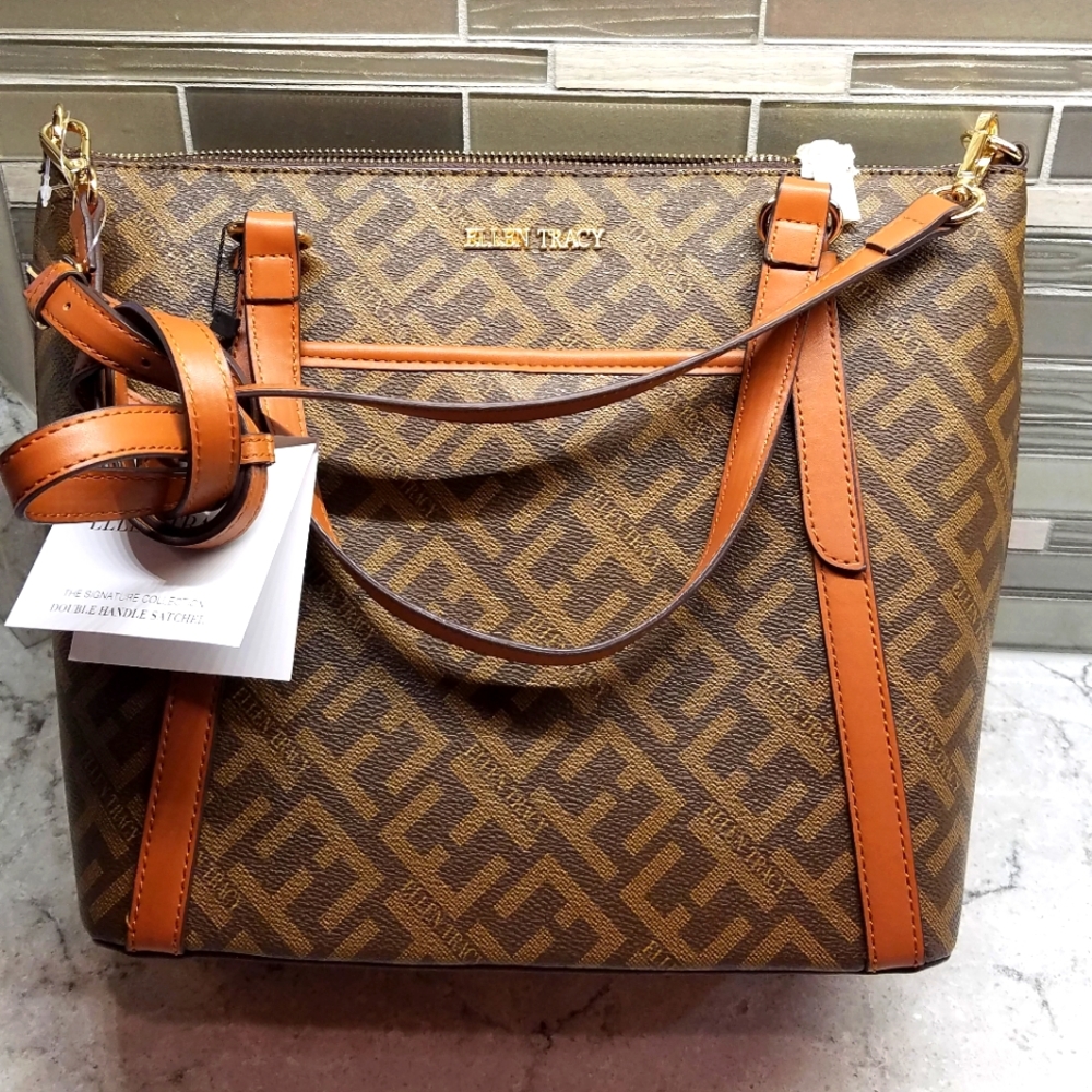 ELLEN TRACY SIGNATURE PRINT SATCHEL